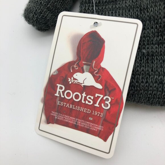 ROOTS Canada Knit Winter Mittens S/M Unisex Mens Womens Gray Fleece Lined - Picture 2 of 11